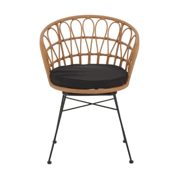 140 000054 2 9 Armchair Felicia pakoworld rattan natural-metal black legs D60x81cmOutdoor furniture > Garden armchairs