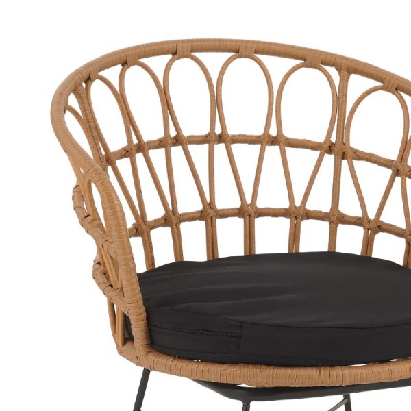 140 000054 3 9 Armchair Felicia pakoworld rattan natural-metal black legs D60x81cmOutdoor furniture > Garden armchairs
