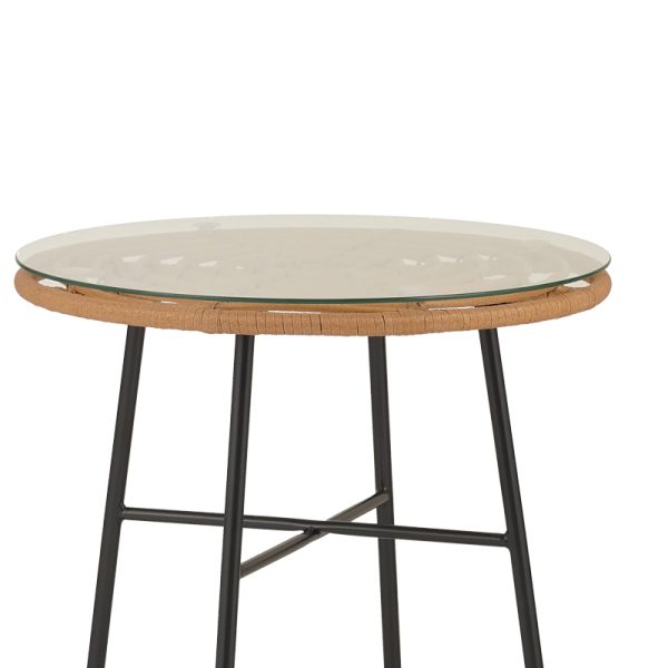 140 000056 2 3 Gaus pakoworld table metal black-pe natural-glass D60x74cmOutdoor furniture > Garden dining sets