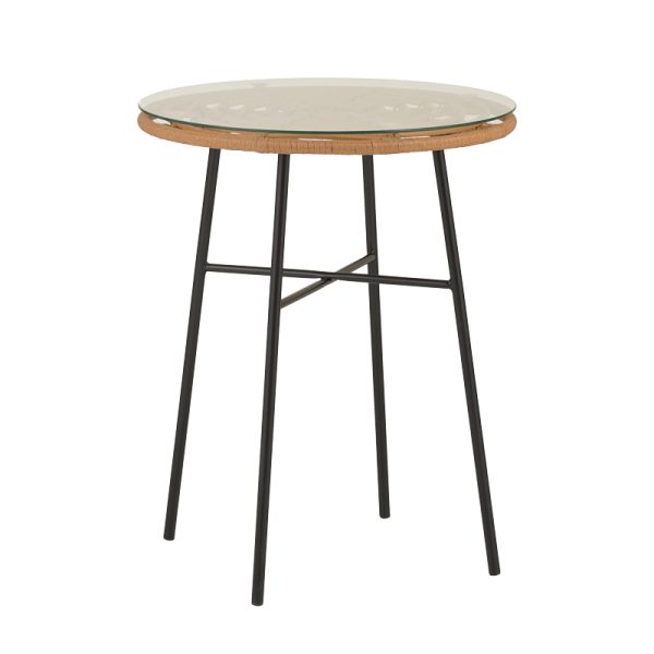 140 000057 2 3 Dining table Felicia-Gaus pakoworld set of 3 pe rattan in natural shade-black metal Φ60x74cmOutdoor furniture > Garden food table