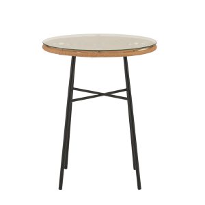 140 000057 3 3 Dining table Felicia-Gaus pakoworld set of 3 pe rattan in natural shade-black metal Φ60x74cmOutdoor furniture > Garden food table