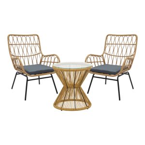 140 000062 5 Living room se4t Naoki-Mabil pakoworld set of 3 pe rattan in natural color and black metalOutdoor furniture > Garden lounge sets