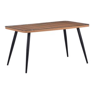 140 000064 4 3 Naoki dining table set of 5 pieces pakoworld glass-pe rattan in natural shade with black legs 140x80x78cmOutdoor furniture > Garden food table