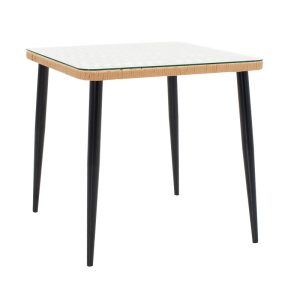 140 000065 4 4 Naoki dining table set of 3 pcs pakoworld metal black-pe natural-glass 80x80x78cmOutdoor furniture > Garden food table