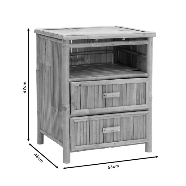 141 000021 4 2 Bedside table Ofra pakoworld bamboo natural 56x46x69cmSPRING OFFERS