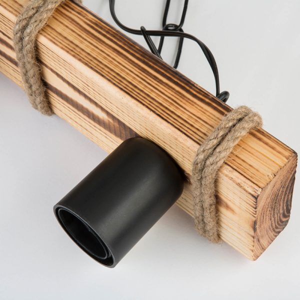 147 000044 2 17 Ceiling light PWL-1027 pakoworld Ε27 metal black-natural 48.5x10x47cmBOHO CHIC > Luminaries