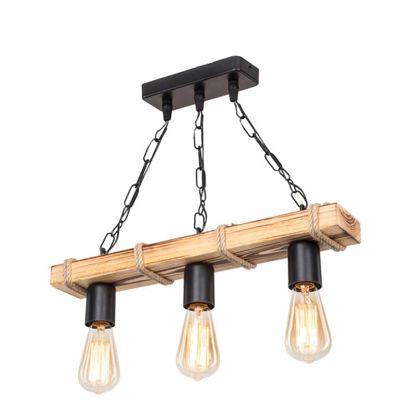147 000044 20 Ceiling light PWL-1027 pakoworld Ε27 metal black-natural 48.5x10x47cmBOHO CHIC > Luminaries