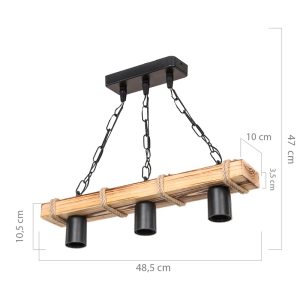 147 000044 4 17 Ceiling light PWL-1027 pakoworld Ε27 metal black-natural 48.5x10x47cmBOHO CHIC > Luminaries
