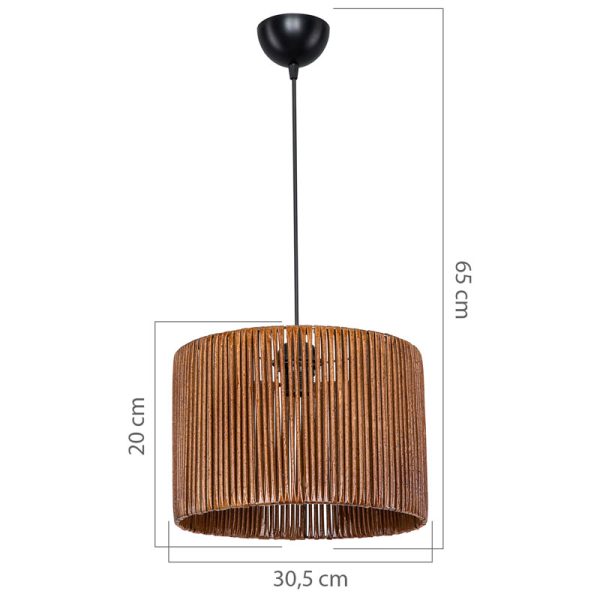 147 000062 3 12 Ceiling light PWL-1117 pakoworld Ε27 brown D30.5x20cmBOHO CHIC > Luminaries