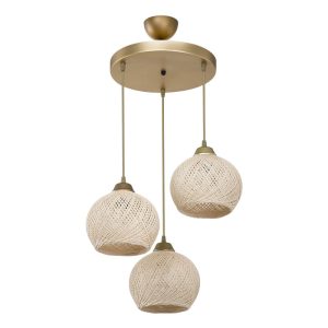 147 000067 12 Ceiling light PWL-1121 pakoworld Ε27 cream-gold D40x75cmBOHO CHIC > Luminaries