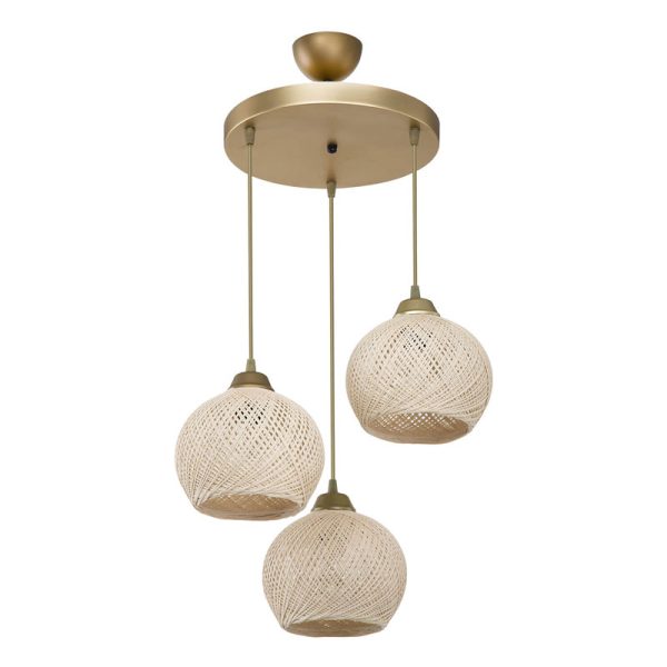 147 000067 12 Ceiling light PWL-1121 pakoworld Ε27 cream-gold D40x75cmBOHO CHIC > Luminaries