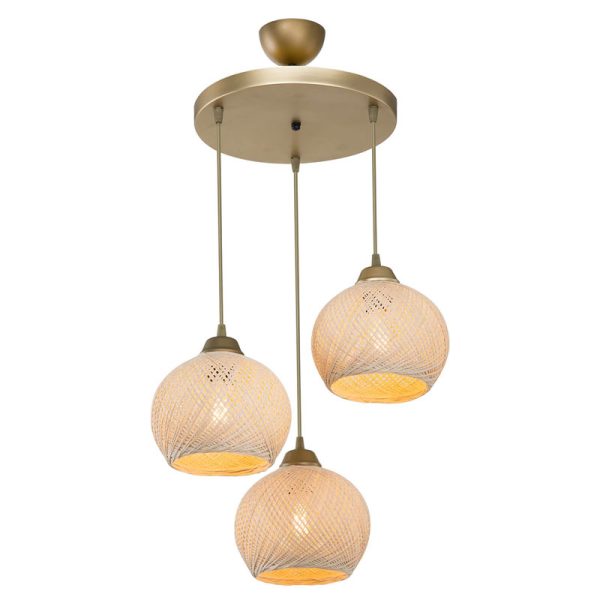 147 000067 2 10 Ceiling light PWL-1121 pakoworld Ε27 cream-gold D40x75cmBOHO CHIC > Luminaries
