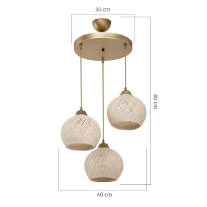 147 000067 3 10 Ceiling light PWL-1121 pakoworld Ε27 cream-gold D40x75cmBOHO CHIC > Luminaries