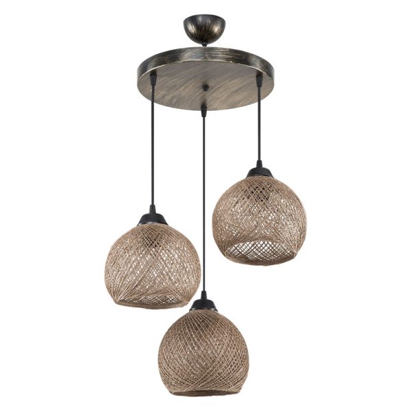 147 000068 10 Ceiling light PWL-1121 pakoworld Ε27 brown D40x75cmBOHO CHIC > Luminaries