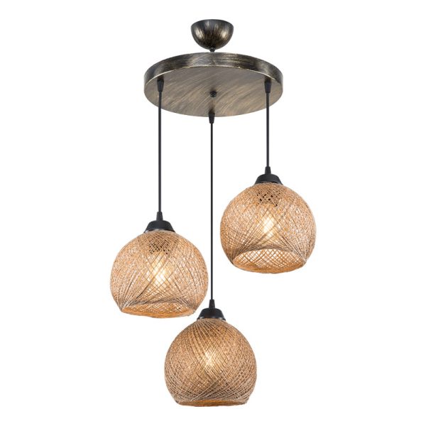 147 000068 2 8 Ceiling light PWL-1121 pakoworld Ε27 brown D40x75cmBOHO CHIC > Luminaries