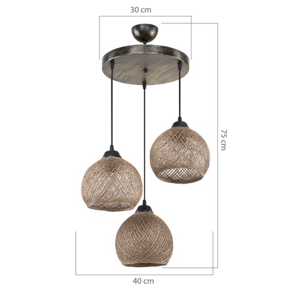147 000068 3 8 Ceiling light PWL-1121 pakoworld Ε27 brown D40x75cmBOHO CHIC > Luminaries