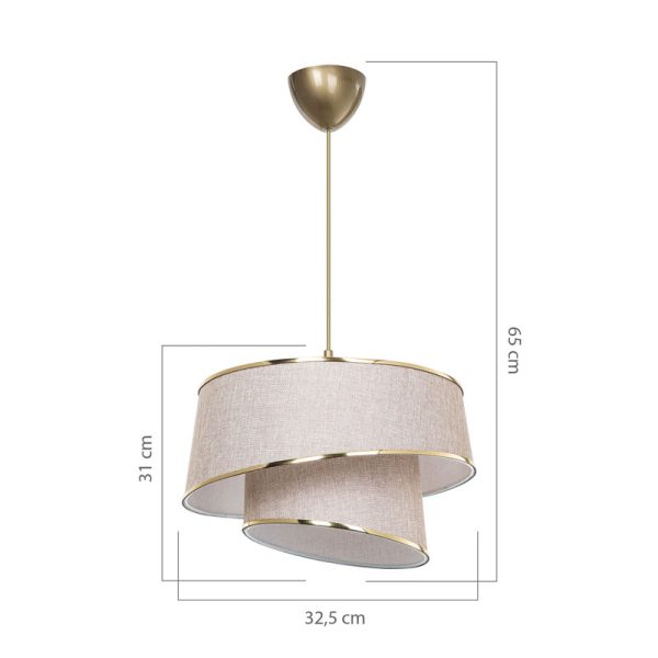 147 000077 3 10 Ceiling light PWL-1127 pakoworld Ε27 beige-brown-golden D32.5x31cmLighting > Ceiling