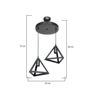 147 000167 2 4 Two-light ceiling lamp Kecha pakoworld pp in black shade D50x60cmLighting > Ceiling