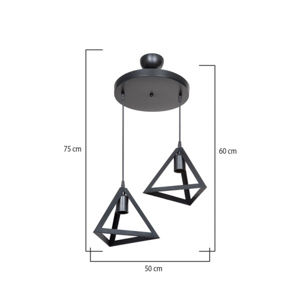 147 000167 2 4 Two-light ceiling lamp Kecha pakoworld pp in black shade D50x60cmLighting > Ceiling