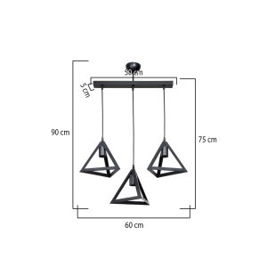 147 000168 2 6 Three-light Lich pakoworld pp ceiling lamp in black shade 60x24x75cmLighting > Ceiling