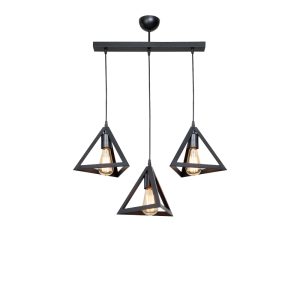 147 000168 7 Three-light Lich pakoworld pp ceiling lamp in black shade 60x24x75cmLighting > Ceiling
