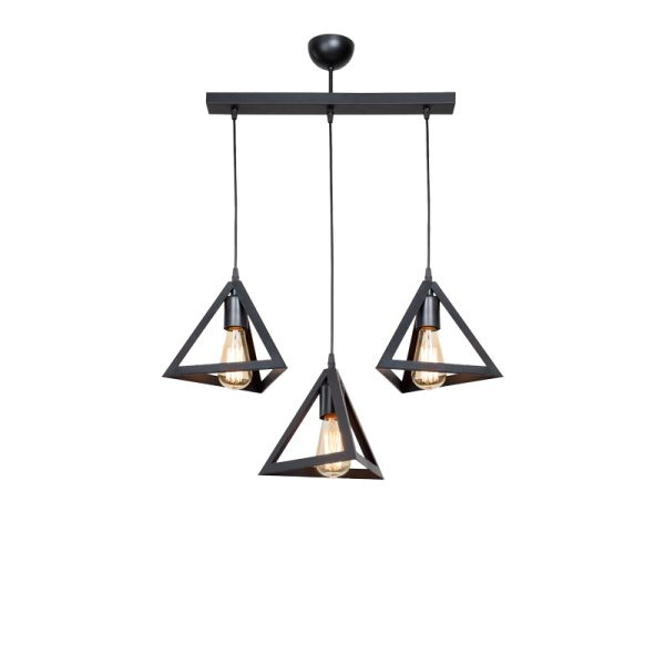 147 000168 7 Three-light Lich pakoworld pp ceiling lamp in black shade 60x24x75cmLighting > Ceiling