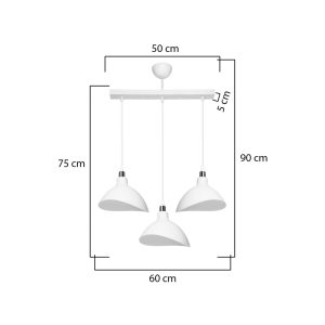 147 000170 3 3 Three-light ceiling lamp Triha pakoworld pp in white shade 60x22x90cmLighting > Ceiling