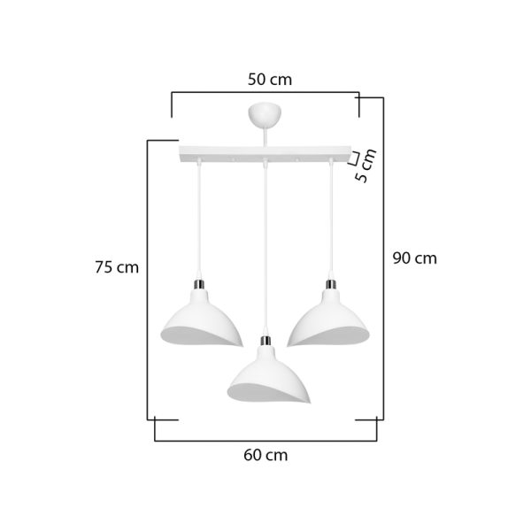 147 000170 3 3 Three-light ceiling lamp Triha pakoworld pp in white shade 60x22x90cmLighting > Ceiling