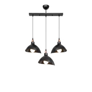 147 000172 2 3 Triha pakoworld pp three-light ceiling lamp in black shade 60x22x90cmLighting > Ceiling