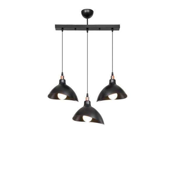 147 000172 2 3 Triha pakoworld pp three-light ceiling lamp in black shade 60x22x90cmLighting > Ceiling
