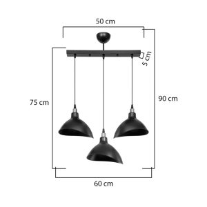 147 000172 3 3 Triha pakoworld pp three-light ceiling lamp in black shade 60x22x90cmLighting > Ceiling
