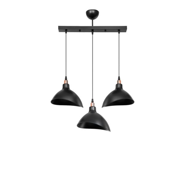 147 000172 5 Triha pakoworld pp three-light ceiling lamp in black shade 60x22x90cmLighting > Ceiling