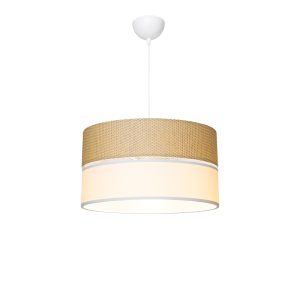 147 000176 2 2 Single light ceiling lamp Opal pakoworld fabric in natural and cream shade D38x55cmLighting > Ceiling