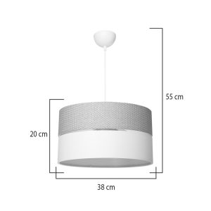 147 000176 3 2 Single light ceiling lamp Opal pakoworld fabric in natural and cream shade D38x55cmLighting > Ceiling