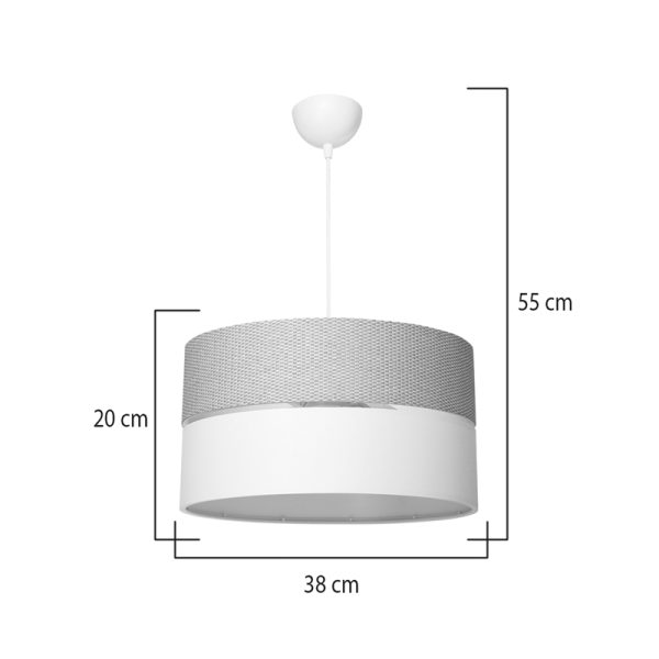 147 000176 3 2 Single light ceiling lamp Opal pakoworld fabric in natural and cream shade D38x55cmLighting > Ceiling