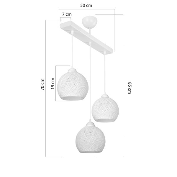 147 000185 3 7 Three-light ceiling lamp PWL-0973 II pakoworld E27 white 50x18x85cmLighting > Ceiling