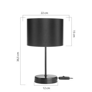 147 000194 3 3 Table lamp PWL-1183 pakoworld Ε27 black D22x36.5cmLighting > Table