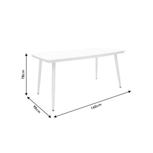 151 000005 4 2 Table Zeren pakoworld metal white-glass 160x90x78cmSPRING OFFERS
