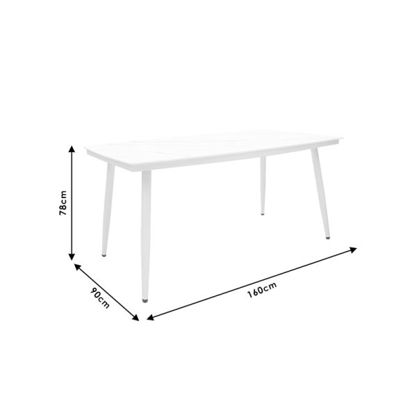151 000005 4 2 Table Zeren pakoworld metal white-glass 160x90x78cmSPRING OFFERS