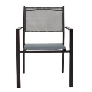 152 000001 3 2 Armchair Moly pakoworld metal black textilene dark grayOutdoor furniture > Garden armchairs