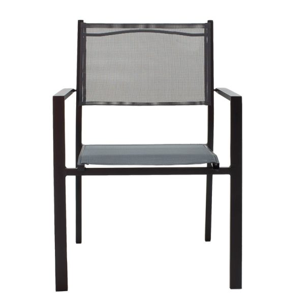 152 000001 3 2 Armchair Moly pakoworld metal black textilene dark grayOutdoor furniture > Garden armchairs