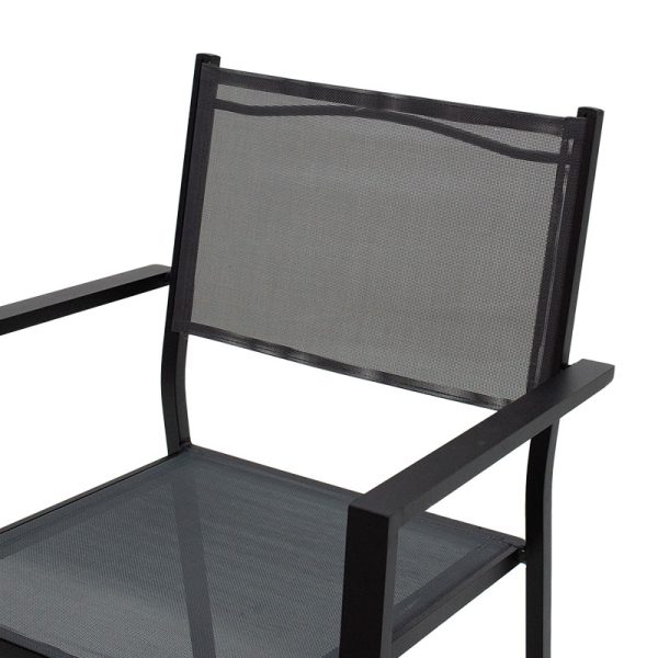 152 000001 4 2 Armchair Moly pakoworld metal black textilene dark grayOutdoor furniture > Garden armchairs