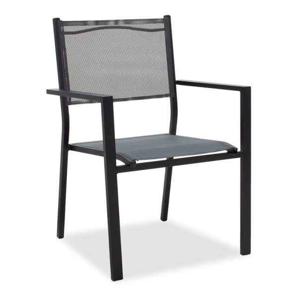 152 000001 5 Armchair Moly pakoworld metal black textilene dark grayOutdoor furniture > Garden armchairs