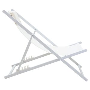 152 000008 2 6 Professional chaise longue Corte pakoworld beech alouminum white-beige textilene fabricOutdoor furniture > Sunbeds