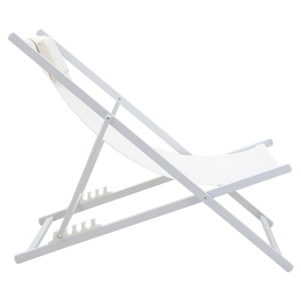 152 000008 2 6 Professional chaise longue Corte pakoworld beech alouminum white-beige textilene fabricOutdoor furniture > Sunbeds