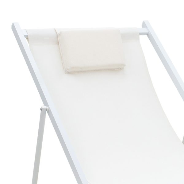 152 000008 3 6 Professional chaise longue Corte pakoworld beech alouminum white-beige textilene fabricOutdoor furniture > Sunbeds
