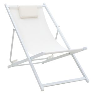 152 000008 9 Professional chaise longue Corte pakoworld beech alouminum white-beige textilene fabricOutdoor furniture > Sunbeds