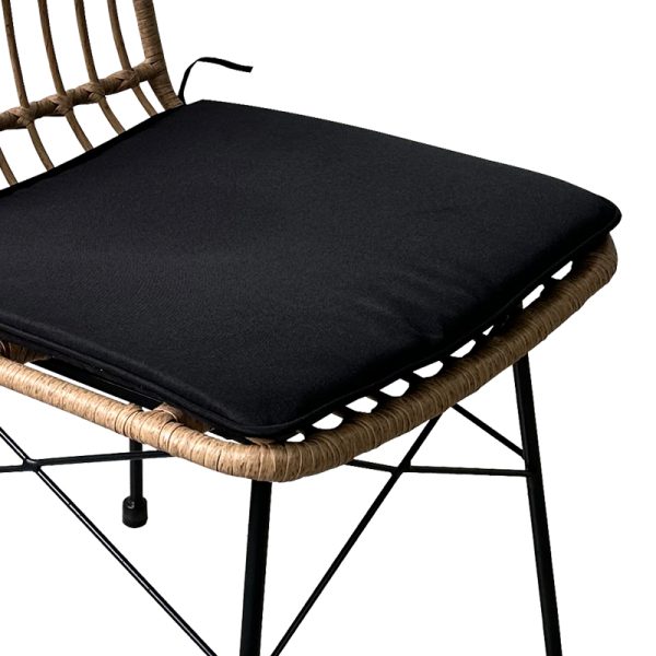 152 000017 3 6 Naoki pakoworld rattan chair in natural shade with black cushion and black metal leg 45x60x83cmBOHO CHIC > Chairs and Armchairs