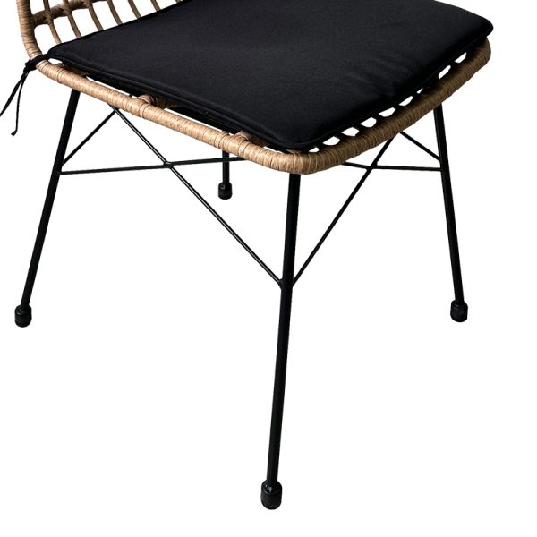 152 000017 4 6 Naoki pakoworld rattan chair in natural shade with black cushion and black metal leg 45x60x83cmBOHO CHIC > Chairs and Armchairs