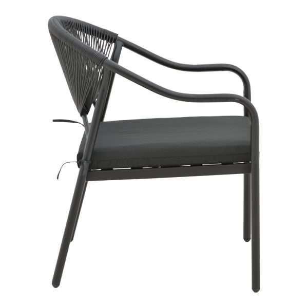 152 000018 2 3 Armchair Jerqui pakoworld wicker rattan black-metal black legs-black cushion 60x64x78cmOutdoor furniture > Garden armchairs